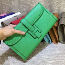Pochette Hermes Epsom in pelle Jige 29 cm verde