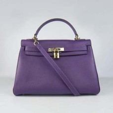 Hermes Kelly 32cm Togo borsa in pelle 6108 viola golde