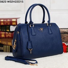 Borsa tote Prada in pelle Saffiano 0823 blu navy