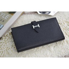 Portafoglio Hermes in pelle di vitello H005 H nero