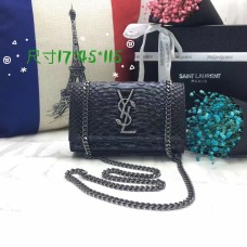 Borsa a catena YSL 17 cm serpente nero argento