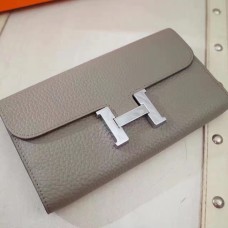 Hermes Constance Portafoglio Togo Pelle Grigio