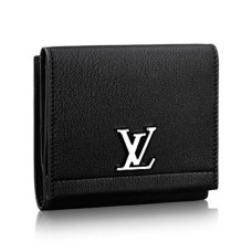 Portafoglio compatto Louis Vuitton Lockme II M64309 in pelle Taurillon