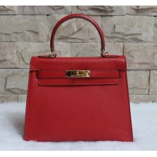 Hermes Kelly 28cm Borsa a mano in pelle Epsom rosso oro