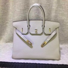 Hermes Birkin 35cm Togo Borsa a mano in pelle grigio chiaro oro