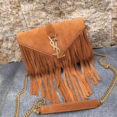 Borsa YSL in pelle scamosciata con nappa da 22 cm Camel