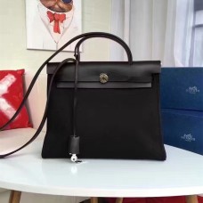 Hermes Herbag Borsa in tela nera da 31 cm