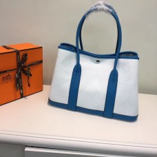 Hermes Garden Party 36 cm borsa in pelle bianco blu