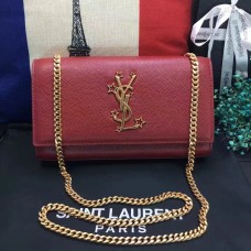 Nuova borsa a catena YSL 24 cm in pelle caviale rossa