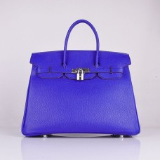Hermes Birkin 35cm Togo borse in pelle blu elettrico argento