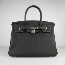 Hermes Birkin 30cm Togo borse in pelle nero argento