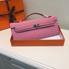 Pochette Hermes Kelly Cut 31cm In Pelle Epsom Rosa