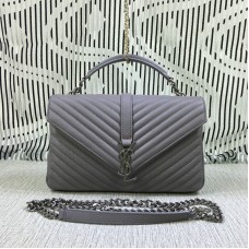 Saint Laurent Borsa Grande Con Catena Con Manico Superiore Grigio 32cm