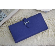 Portafoglio Hermes in pelle di vitello H005 Royal Blue