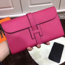 Portafoglio Hermes Jige Togo in pelle rosa