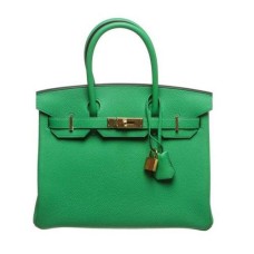 Hermes Birkin 30cm Togo Pelle Verde Oro