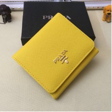 Prada 1M0176 Portafogli in Pelle Saffiano in Giallo