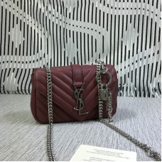 YSL Borsa piccola con catena a busta Pelle di capra rosso scuro 18 cm