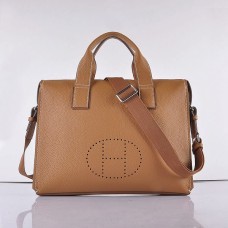 Hermes Pelle Di Vitello 8078 Borsa A Mano Argento Caffè Chiaro