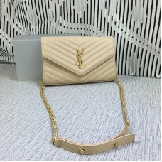 YSL Busta Catena Borsa Caviale Pelle Albicocca 23cm