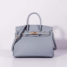 Hermes 30cm Borsa Birkin Togo Pelle con Cinturino Blu Lin Oro
