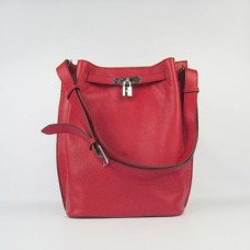 Hermes So Kelly 28cm Togo Borsa a tracolla in pelle rosso argento