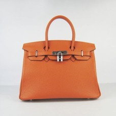 Hermes Birkin 30cm Togo borse in pelle arancione argento
