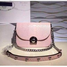 Borsa Prada Arcade in pelle di serpente rosa chiaro