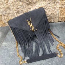 Borsa YSL 22cm con nappa in pelle scamosciata grigia