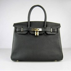 Hermes Birkin 30cm Togo borse in pelle nero oro