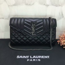 Borsa a tracolla con catena YSL 22,5 cm nera