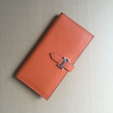 Portafoglio Hermes H005 in pelle di vitello arancione