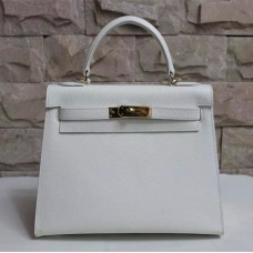 Hermes Kelly 28cm Borsa a mano in pelle Epsom oro bianco