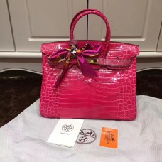 Hermes Birkin 35cm Borsa a mano in pelle di coccodrillo oro rosa