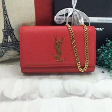 Borsa a catena in pelle caviale YSL 22 cm oro rosso