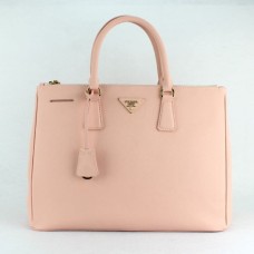 Borsa tote Prada 1786 rosa chiaro in vernice incrociata