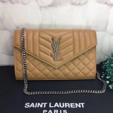 Borsa a tracolla con catena YSL 22,5 cm albicocca