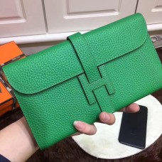 Portafoglio Hermes Jige Togo in pelle verde