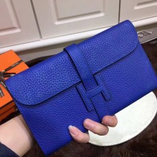 Portafoglio Hermes Jige Togo in pelle blu elettrico