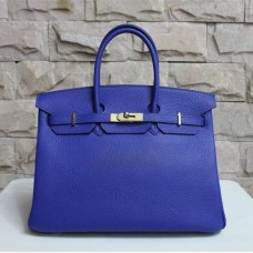 Hermes Birkin 35cm Borsa a mano Togo in pelle blu elettrico oro