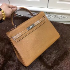 Hermes Kelly 32cm Pelle Togo 6108 argento caffè chiaro
