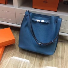 Hermes So Kelly 28cm Togo Borsa a tracolla in pelle blu argento