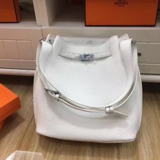 Hermes So Kelly 28cm Togo Borsa A Tracolla In Pelle Bianco Argento