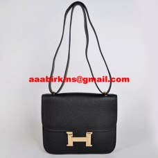 Hermes Constance Borsa 23 cm Togo Pelle Nero Oro