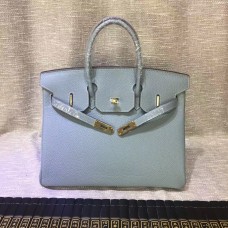 Hermes Birkin 30 cm Togo borse in pelle blu Lin oro