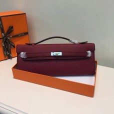 Pochette Hermes Kelly Cut 31cm In Pelle Epsom Bordeaux