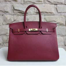 Hermes Birkin 35cm Borsa a mano Togo in pelle bordeaux oro