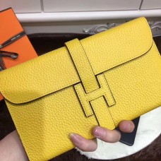 Portafoglio Hermes Jige Togo in pelle giallo