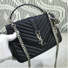 Borsa a catena con manico superiore Saint Laurent nera