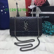 Borsa a catena con monogramma YSL 24 cm Snake Black